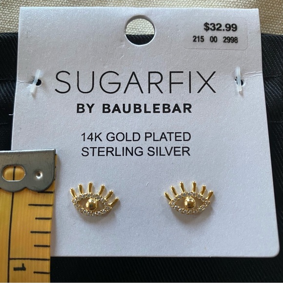 HP Sugarfix Baublebar Delicate Crystal 14K Gold Evil Eye NWT - Picture 6 of 7